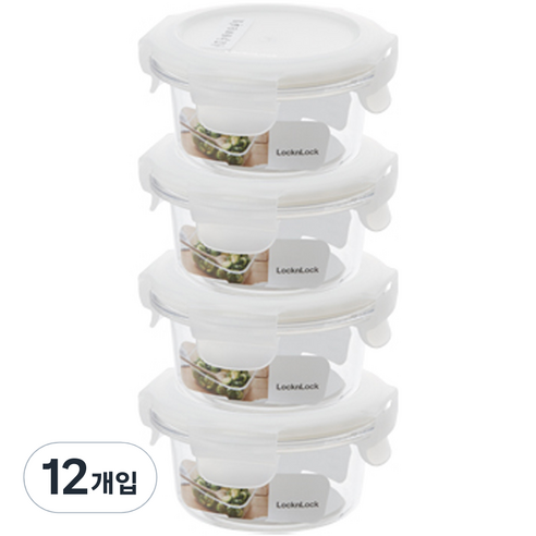 락앤락 테이블탑 밀폐용기 원형 화이트 150ml LBF611NS4, 12개입, 단품