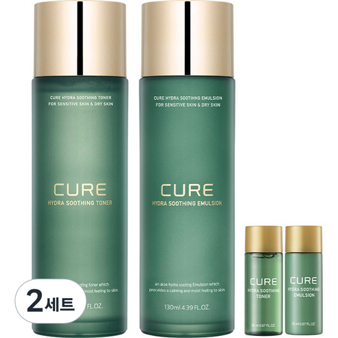 김정문알로에 큐어 하이드라 수딩 에멀젼 130ml +토너 130ml, 1세트