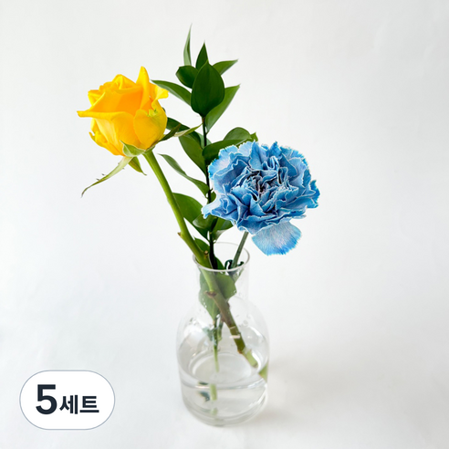 포켓플라워 생화 테이블 플라워 세트, 블루, 5세트