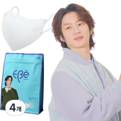 이비에 더세로 새부리형 얼큰이 마스크 특대형 KF80, 30개입, 4개, 화이트