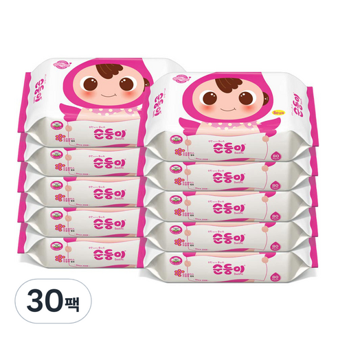 순둥이 베이직 유아물티슈 리필형 55gsm, 55g, 80매, 30개