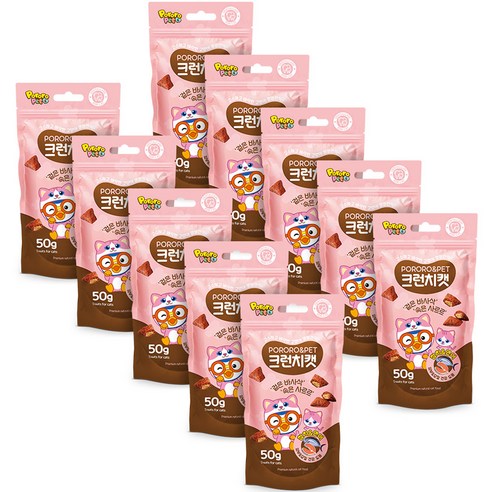 뽀로로펫 크런치캣 고양이간식 생선 50g, 참치 + 연어 혼합맛, 10개