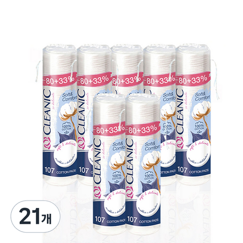 클레아닉 Pro Silk 소프트 앤 컴포트 화장솜, 107매입, 21개
