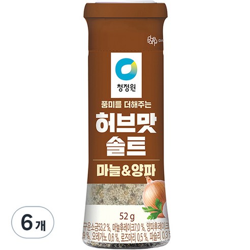 청정원 허브맛솔트 마늘&양파, 52g, 6개