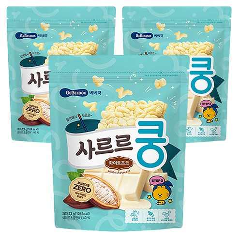 베베쿡 사르르쿵 아기과자, 화이트초코, 23g, 3개