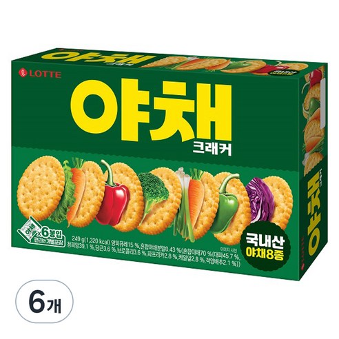 롯데 야채 크래커 벌크, 249g, 6개