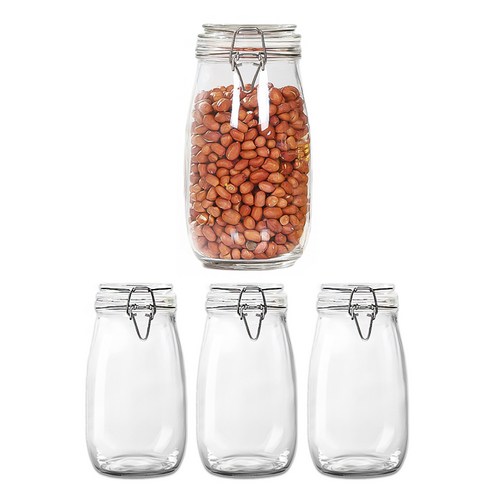 헬로키친 다용도 밀폐 유리병, 1.5L, 4개
