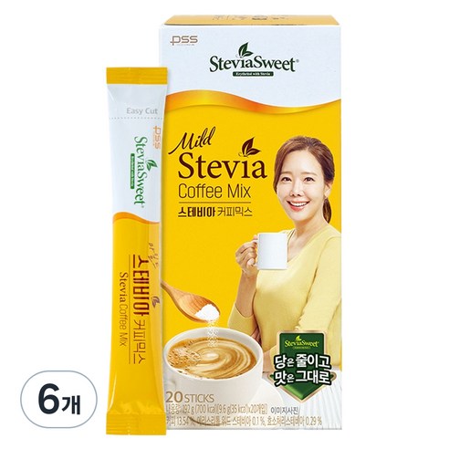 스테비아스위트 펄세스 마일드 커피믹스, 9.6g, 20개입, 6개