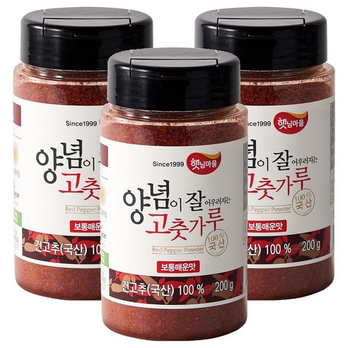 햇님마을 양념이 잘 어우러지는 국산 고춧가루 보통매운맛, 3개, 200g