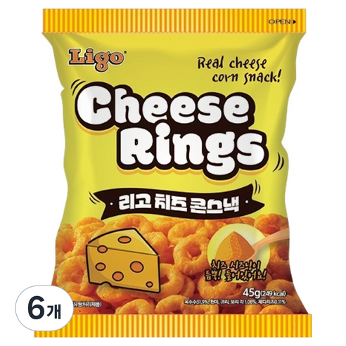 리고 치즈 콘스낵, 45g, 6개