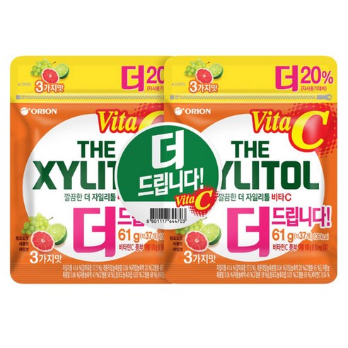 오리온 깔끔한 더자일리톨 비타C 리필, 61g, 2개