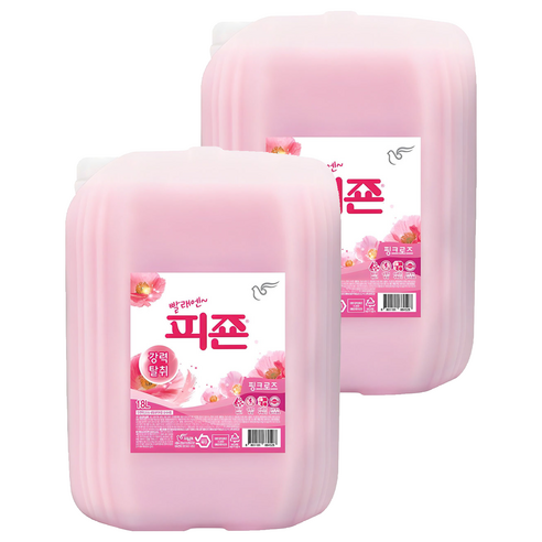 피죤 에이 섬유유연제 핑크로즈 본품, 18L, 2개