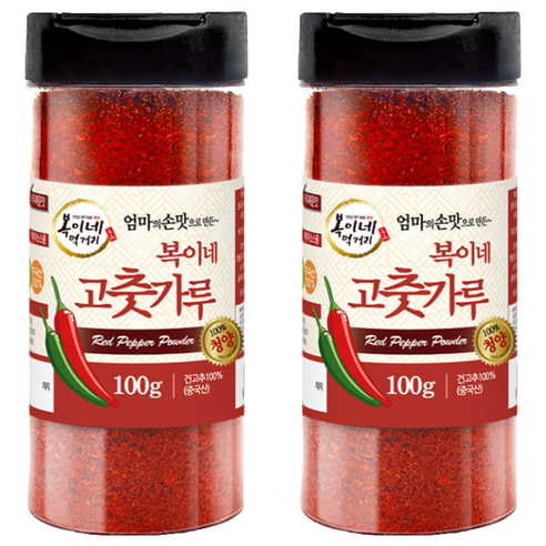 복이네먹거리 중국산 아주매운 100% 청양고춧가루 용기형, 100g, 2개