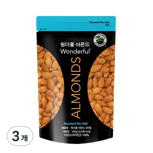 파라마운트팜스 원더풀 아몬드, 400g, 3개