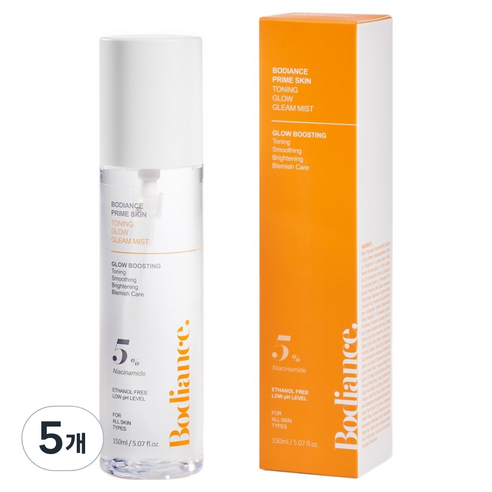 바디언스 프라임 스킨 글로우 토닝 미백 미스트 스프레이 뿌리는 바디 로션, 150ml, 5개