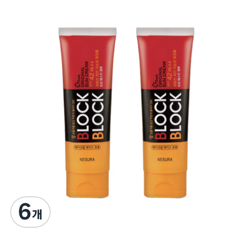 오뜨리 블록 앤 블록 오리지널 선크림 SPF42 PA++, 80g, 6개