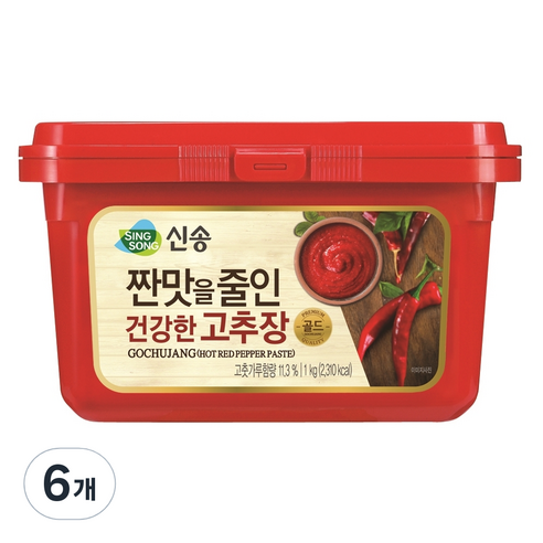 신송식품 짠맛을줄인 건강한 고추장, 1kg, 6개