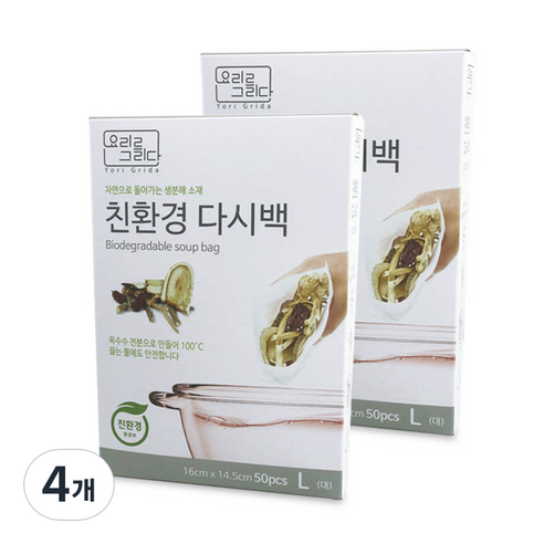 요리를그리다 친환경 다시백 L, 50개, 4개