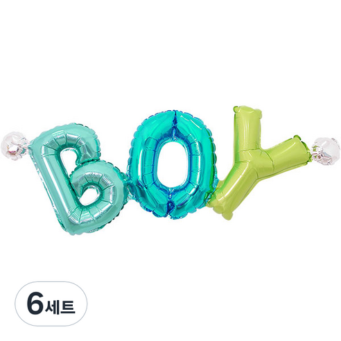 파티팡 이니셜은박풍선 BOY, 블루 + 그린톤, 6세트