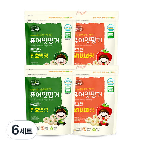 퓨어잇 핑거 동그란 단호박링 2p + 딸기사과링 2p, 단호박, 딸기사과, 6세트