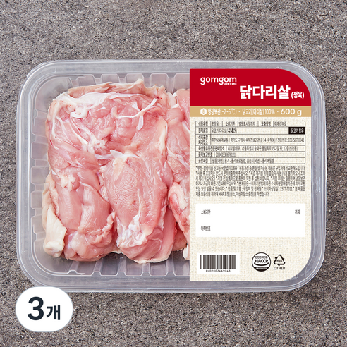 곰곰 닭다리살 (정육) (냉장), 3개, 600g