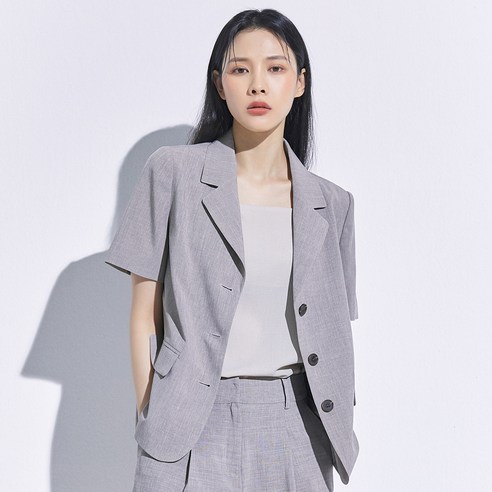 미쏘 여성용 테일러드 일자핏 반팔 숏 재킷