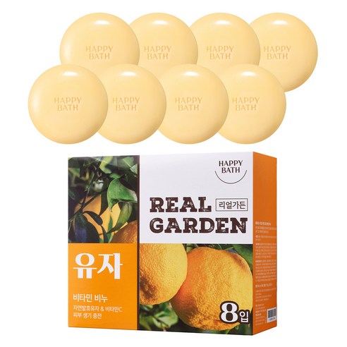 해피바스 리얼가든 비타민 비누 유자, 90g, 8개입