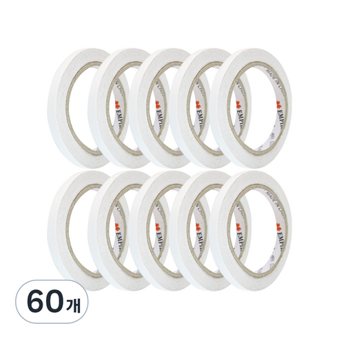엠파이어 양면테이프 10mm x 20m, 화이트 반투명, 60개