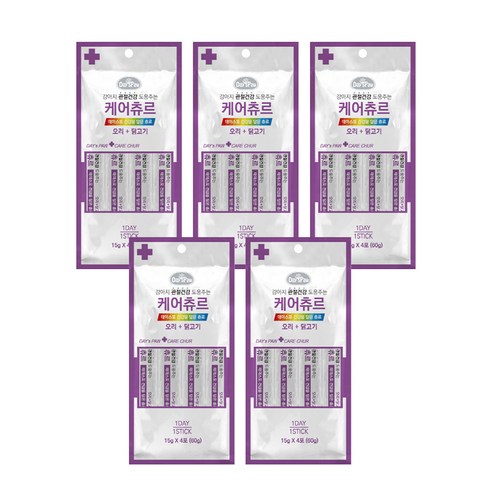 데이스포 관절 건강을담은 강아지 츄르 15g x 4p, 오리 + 닭고기 혼합맛, 5개
