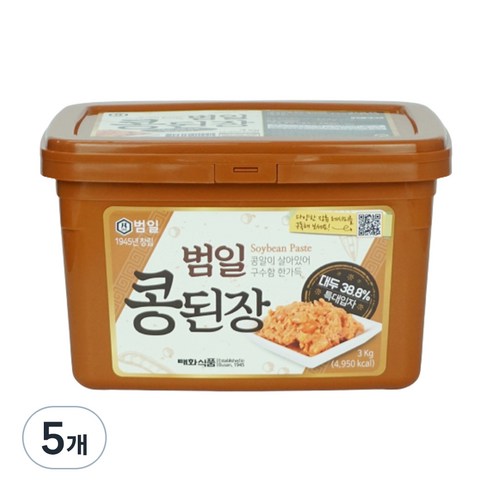 범일 콩된장 특대입자, 3kg, 5개