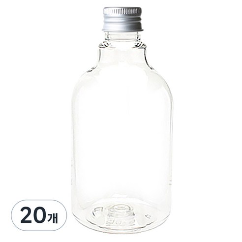 병도매닷컴 DN350 투명 음료용기 알루미늄 실버캡, 350ml, 20개
