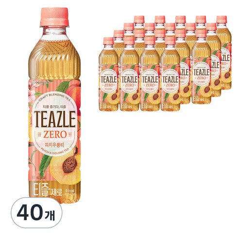 웅진 티즐 제로 피치우롱티, 500ml, 40개