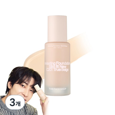 더페이스샵 잉크래스팅 파운데이션 슬림핏 뉴 35ml, C201 NATURAL 아이보리, 3개