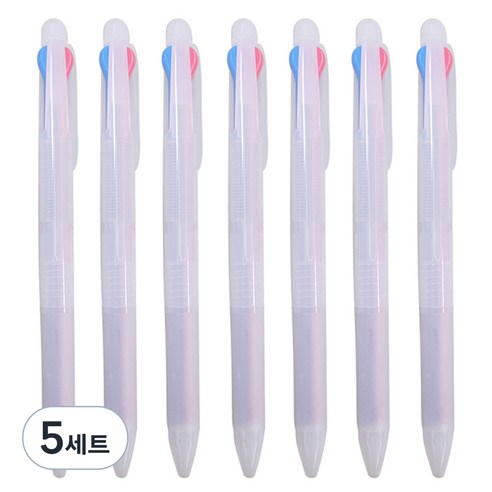 문구담 삼색펜 7p, 검정 + 파랑 + 빨강(삼색펜), 5세트