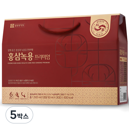 종근당건강 홍삼녹용 프리미엄, 30회분, 1.5L, 5박스