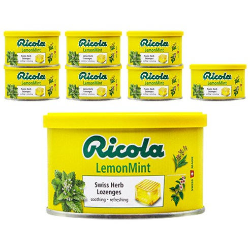 스위스 허브캔디 리콜라 레몬민트드럼, 100g, 8개