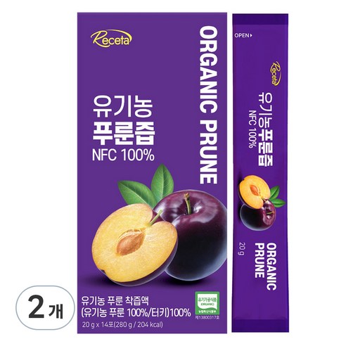 에이치엘비 레세타 유기농 푸룬즙, 2개, 280g