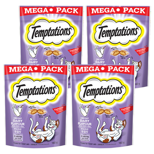 템테이션 고양이 간식, 부드러운 우유맛, 160g, 4개