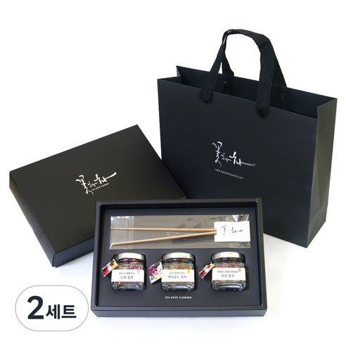 꽃보다차 아담한 꽃차 3종 선물세트, 도화 1.5g + 메리골드 4g + 목련 1.5g + 차집게 + 쇼핑백, 2세트