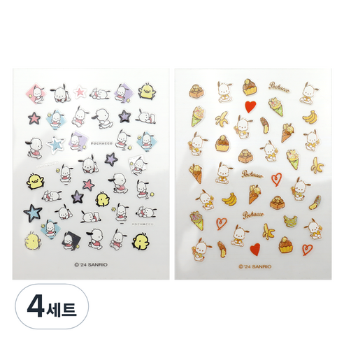 산리오 포차코 네일스티커 2종 세트, 4세트, 러닝, 디저트