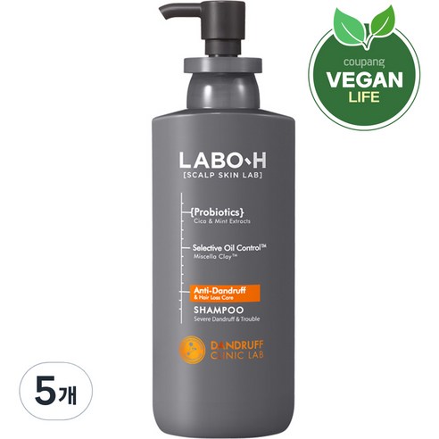 라보에이치 댄드러프 클리닉 지성 비듬 샴푸, 400ml, 5개