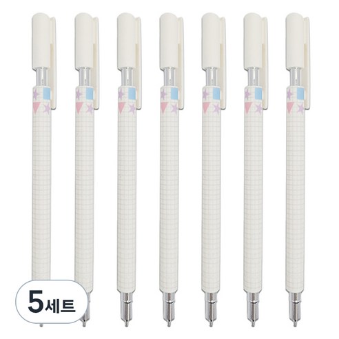 문구담 고급샤프 0.5mm 7p, 화이트, 5세트