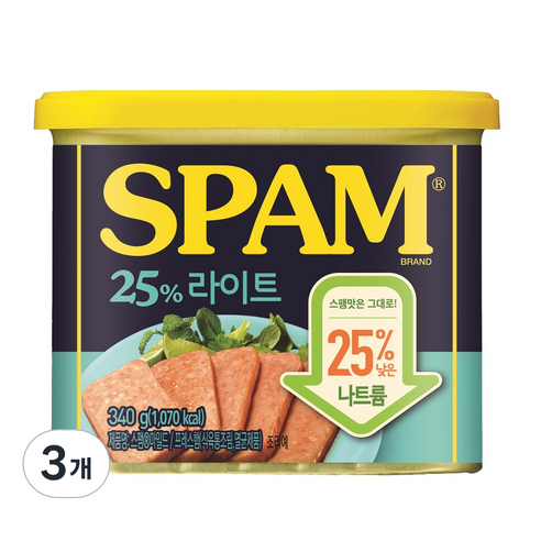 CJ 스팸 마일드 라이트, 340g, 3개