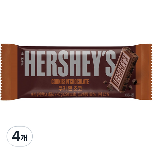 허쉬 레귤러바 쿠키앤초코, 40g, 4개