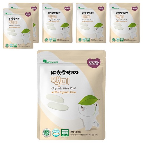 또또맘 유기농 쌀떡과자 20g, 백미, 6개