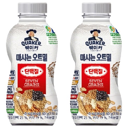 퀘이커 마시는 오트밀F 단백질2.0, 80g, 2개