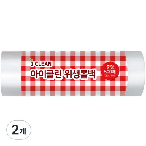 아이클린 위생롤백 중형 25 x 35 cm 500p, 중(M), 500개입, 2개