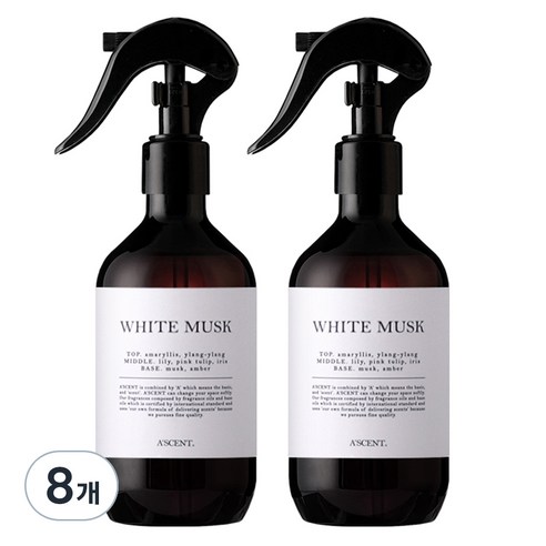 에이센트 드레스 퍼퓸 탈취제 22 화이트머스크, 8개, 250ml