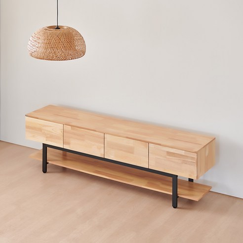 방문 설치 편리성과 넉넉한 보관 공간을 갖춘 세련된 고무나무 거실장