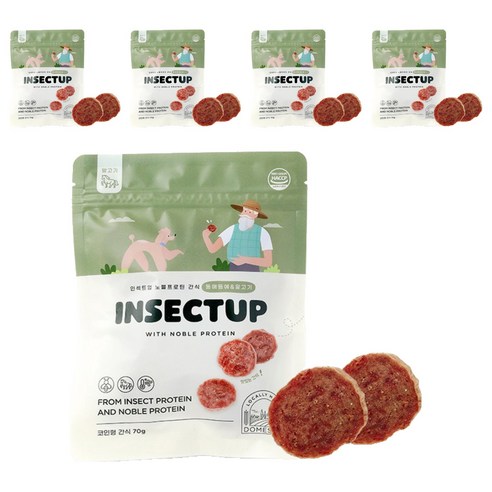 인섹트업 노블프로틴 저알러지 동전져키 강아지간식, 말고기맛, 70g, 5개